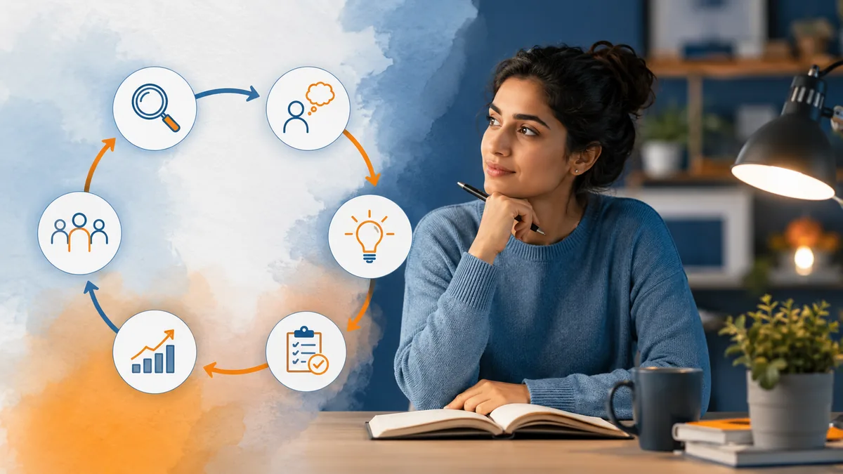 Student using a six-stage reflective learning cycle