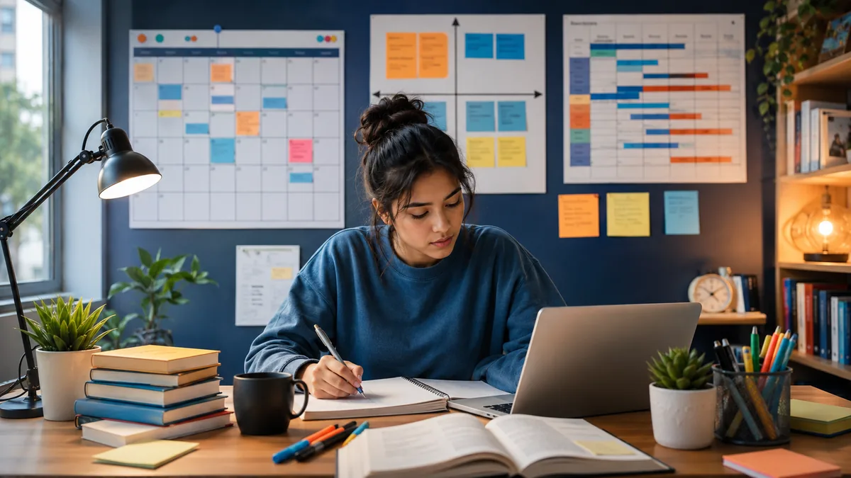 Student balancing multiple assignment deadlines with a calendar